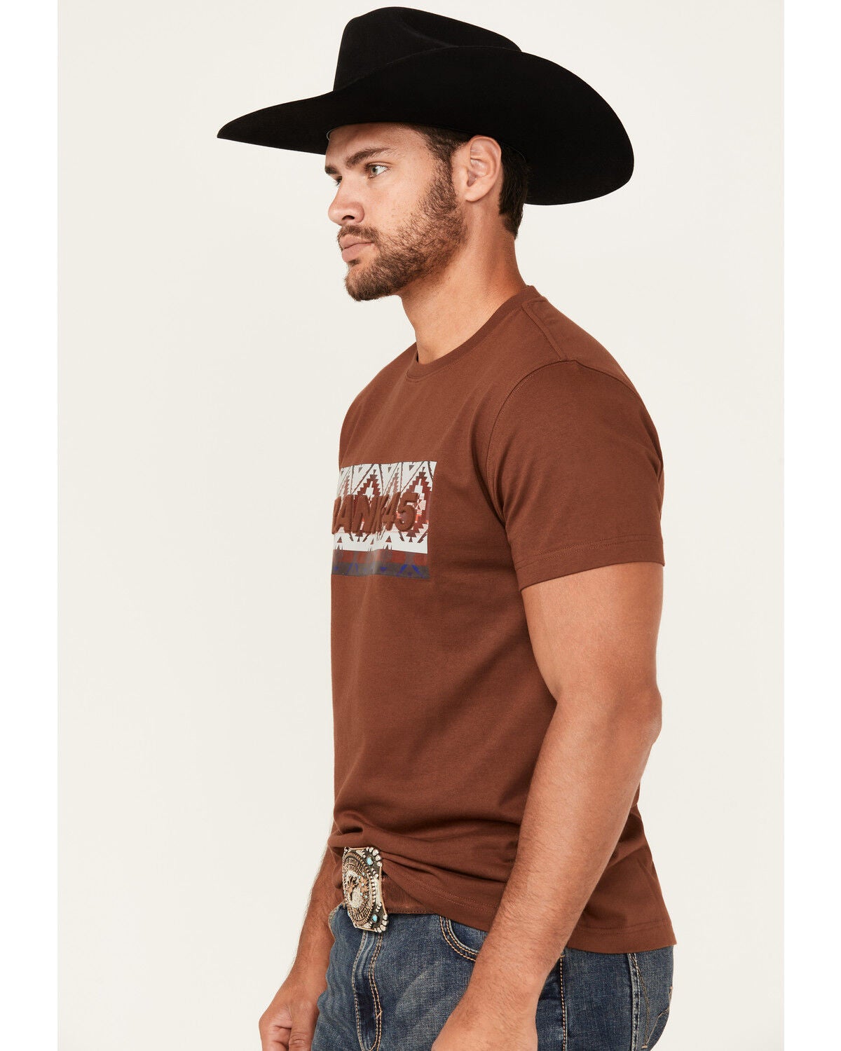 Image #2 - RANK 45&reg; Men's Logo Southwestern Print Short Sleeve Graphic T-Shirt, Coffee, hi-res