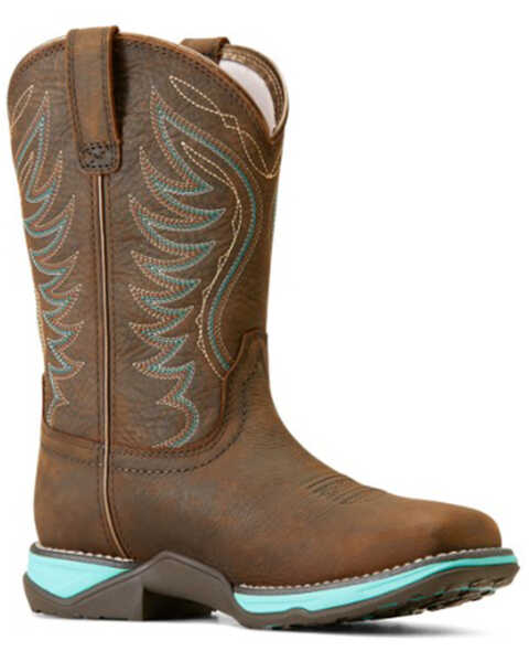 Ariat Women's Anthem Waterproof Western Boots - Broad Square Toe , Brown, hi-res