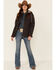 Cinch Women's Color Block Hooded Storm Flap Barn Coat , Charcoal, hi-res