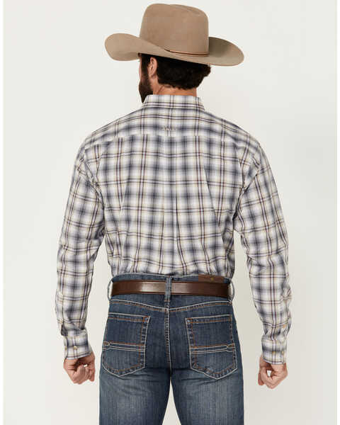 Image #4 - Ariat Men's Pro Series Dash Plaid Print Long Sleeve Button-Down Western Shirt - Tall , Navy, hi-res