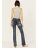Image #1 - Grace in LA Women's Medium Wash Mid Rise Cross Embroidered Stretch Bootcut Jeans , Medium Wash, hi-res