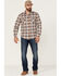 Brixton Men's Bowery Summer Weight Plaid Button-Down Western Shirt , Orange, hi-res