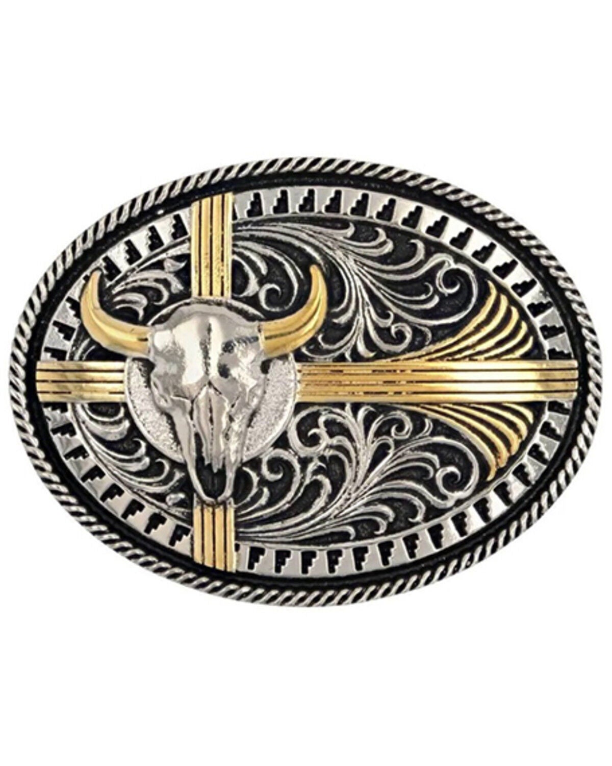 Montana Silversmiths Men's Southwest Sights Attitude Buckle, Silver, hi-res