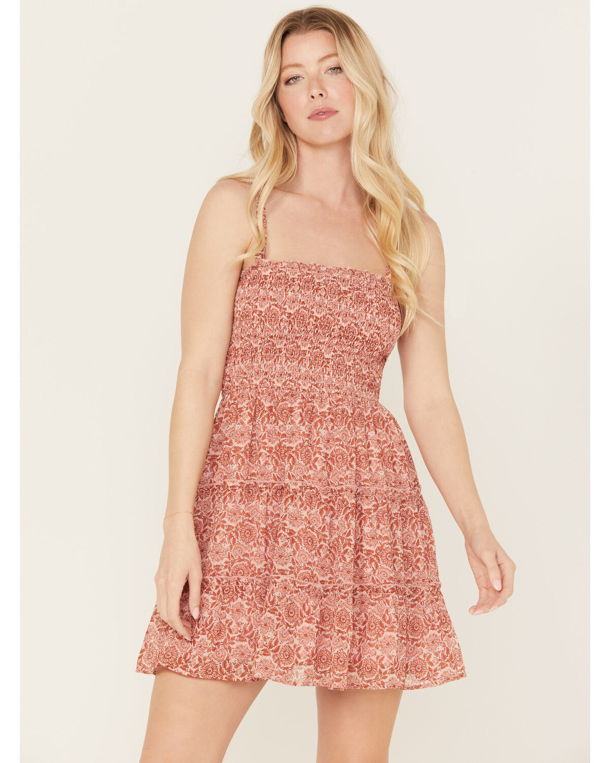Image #1 - Trixxi Women's Floral Printed Mini Dress, Pink, hi-res
