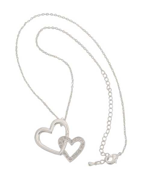 Montana Silversmiths Bedecked Double Heart Necklace, Silver, hi-res