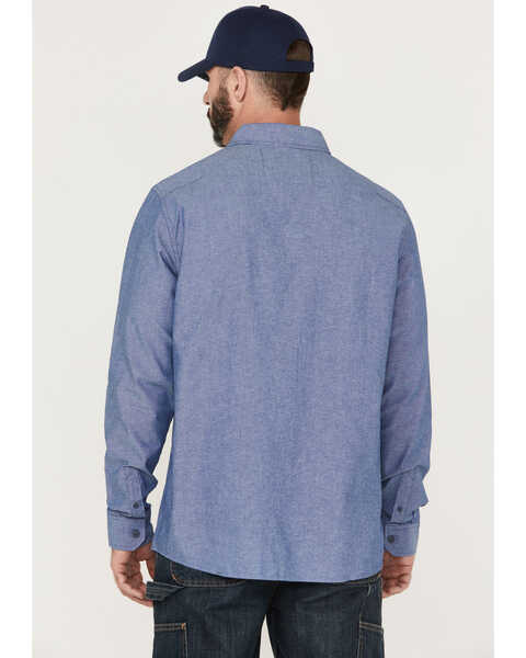 Image #4 - Hawx Men's Chambray Sun Protection Long Sleeve Button-Down Western Shirt - Big & Tall, Blue, hi-res