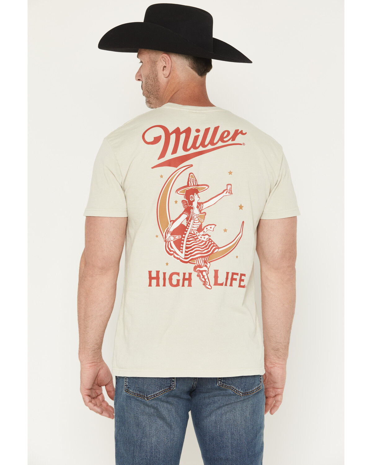 Image #4 - Miller Men's High Life Moon Short Sleeve Graphic T-Shirt, Natural, hi-res