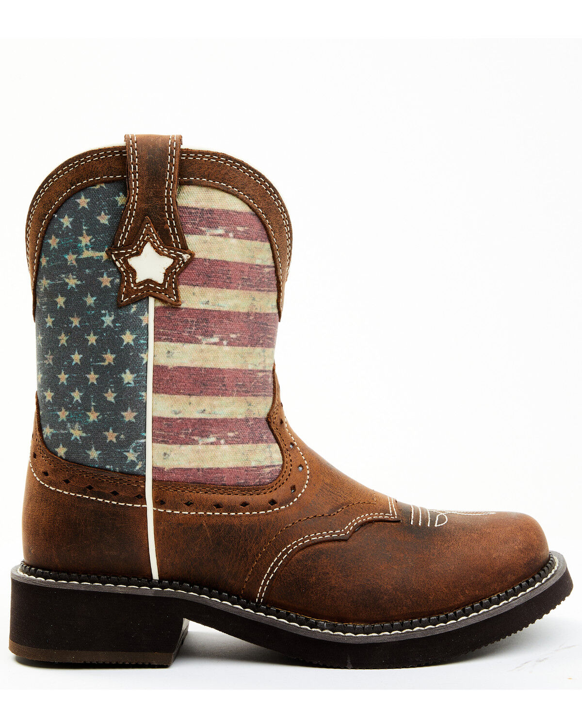 Image #2 - Shyanne Women's Glory Stars & Stripes Shaft Leather Western Boots - Wide Round Toe, Brown, hi-res