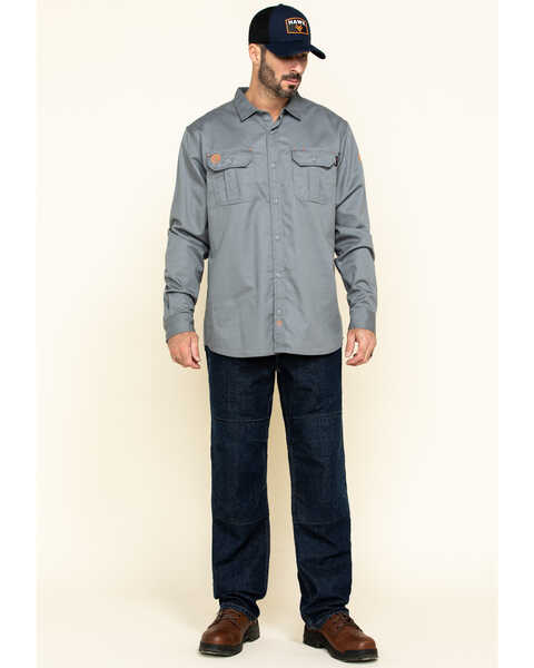 Image #6 - Hawx Men's FR Long Sleeve Woven Work Shirt , Silver, hi-res