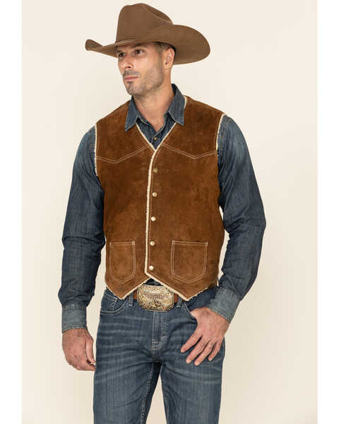 Image #3 - Scully Boar Suede Leather Vest, Brown, hi-res