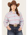 Image #1 - Ariat Women's R.E.A.L Billie Jean Southwestern Print Shirt - Plus, Blue, hi-res