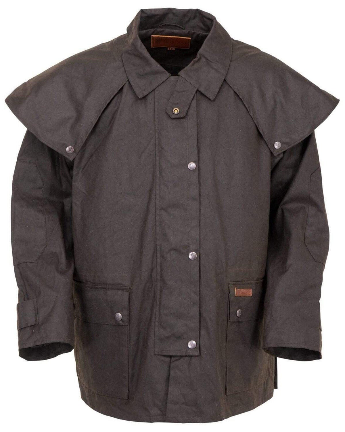 Outback Trading Co. Men's Short Oilskin Duster, Brown, hi-res