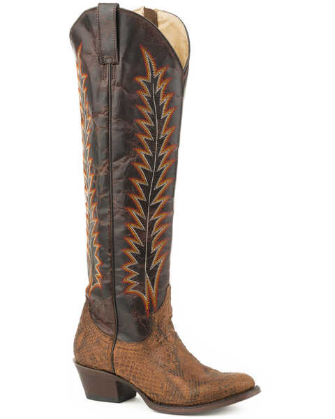 Stetson Women's Brown Miley Python Western Boots - Round Toe , Brown, hi-res