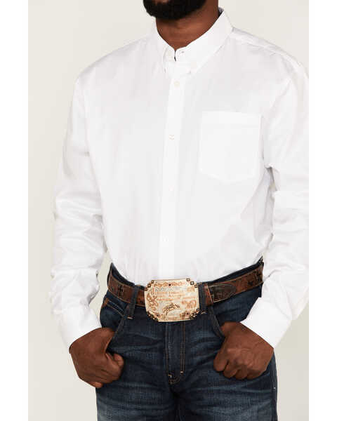 Image #3 - RANK 45® Men's Basic Twill Long Sleeve Button-Down Western Shirt - Tall, White, hi-res