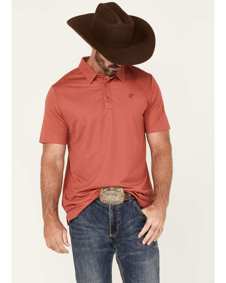 Rock & Roll Denim Men's Button-Down Polo Shirt, Red, hi-res