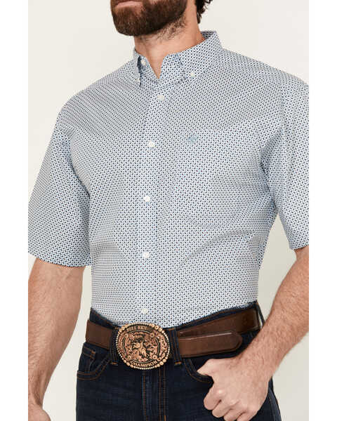 Image #3 - Ariat Men's Edgar Geo Print Short Sleeve Button-Down Western Shirt , Blue, hi-res