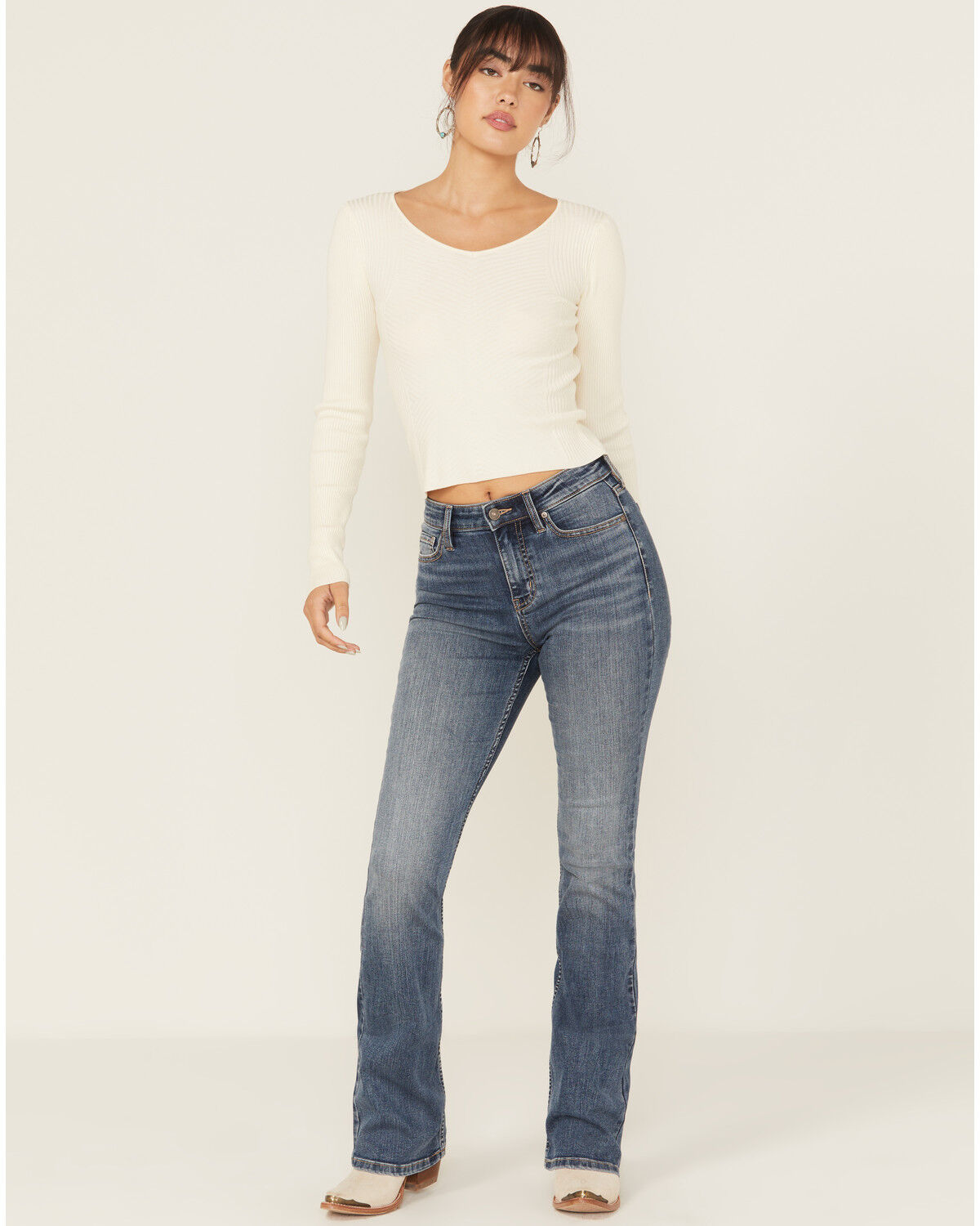 Image #1 - Shyanne Women's Celeste Medium Wash High Rise Bootcut Stretch Denim Jeans, Medium Wash, hi-res