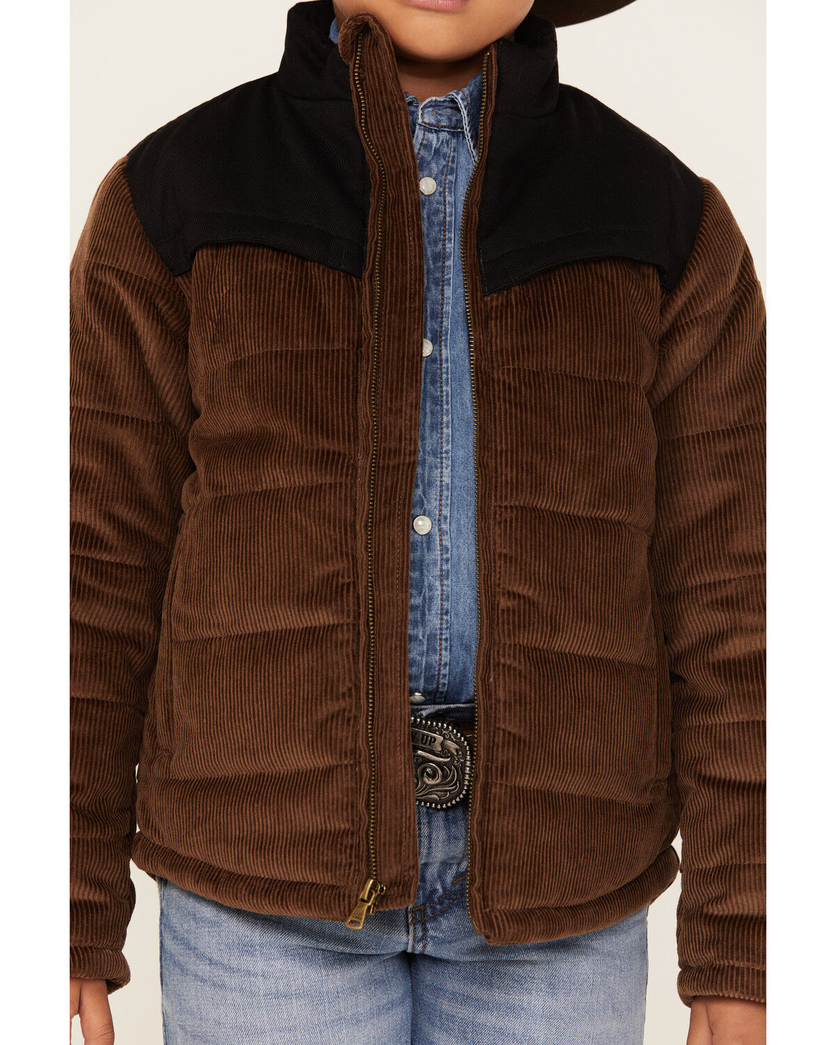 Image #3 - Cody James Boys' Corduroy Puffer Jacket, Brown, hi-res