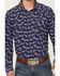 Image #3 - Gibson Trading Co Men's Blossom Floral Print Long Sleeve Snap Western Shirt, Navy, hi-res
