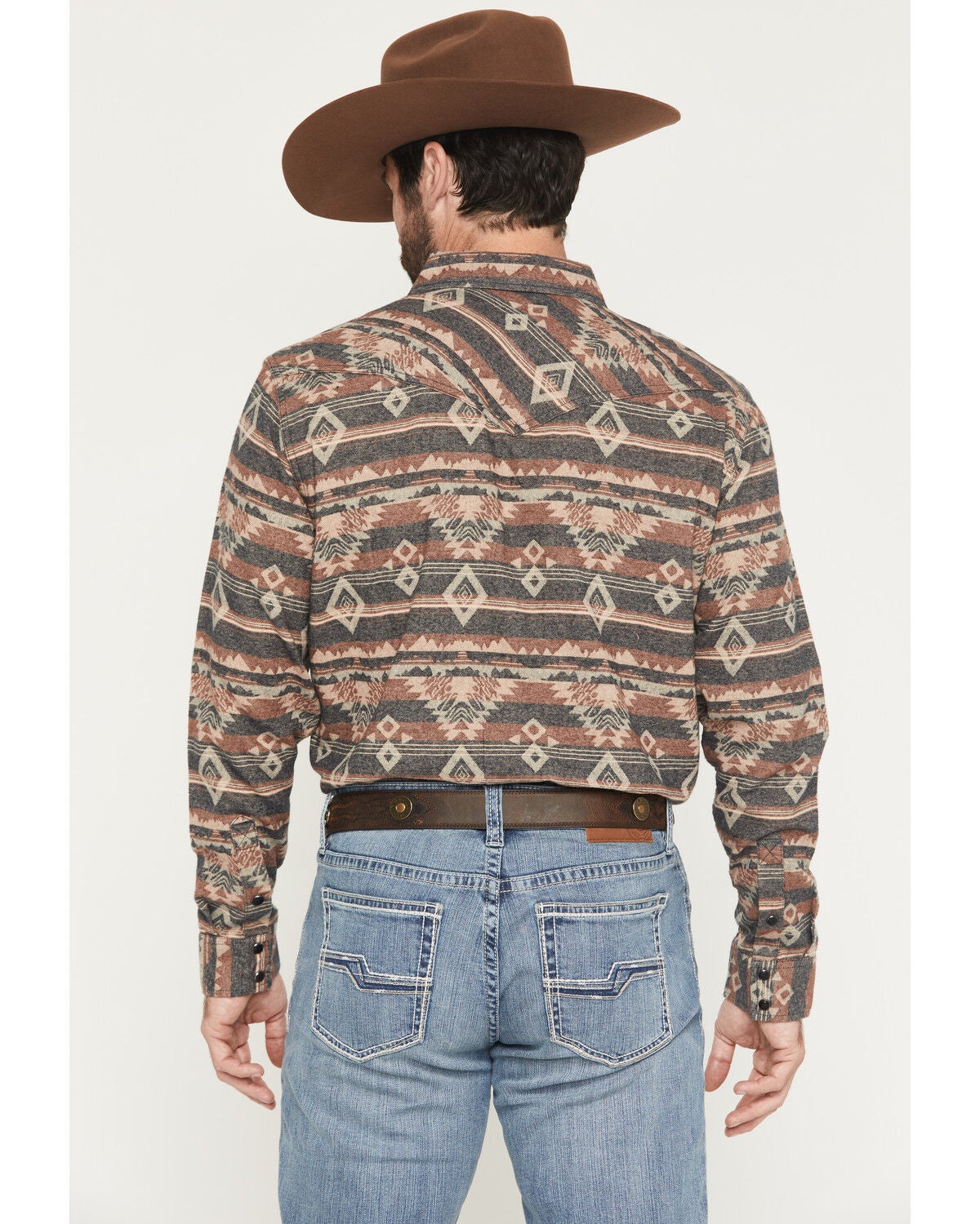Image #4 - Cody James Men's Ironwood Southwestern Long Sleeve Snap Flannel Shirt - Tall, Brown, hi-res
