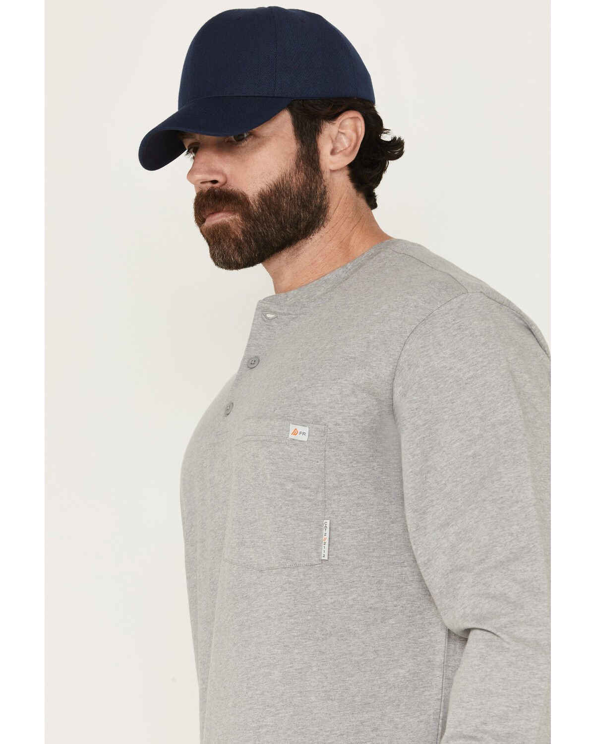 Image #2 - Rasco Men's FR Preshrunk Henley T-Shirt, Grey, hi-res