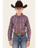 Image #1 - Cody James Boys' Jefferson Printed Long Sleeve Snap Western Shirt, Navy, hi-res