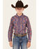 Image #1 - Cody James Boys' Jefferson Printed Long Sleeve Snap Western Shirt , Navy, hi-res