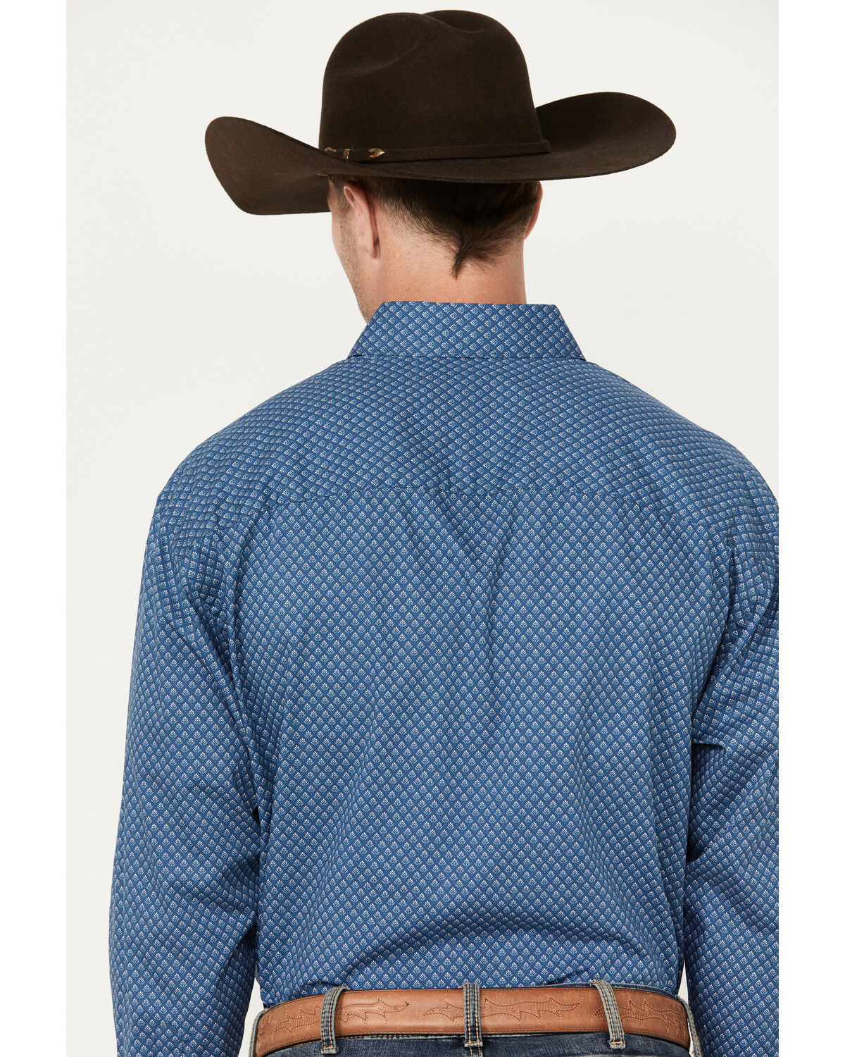 Image #4 - George Strait by Wrangler Men's Floral Print Long Sleeve Snap Western Shirt, Dark Blue, hi-res