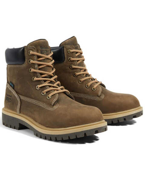 Image #1 - Timberland Pro Women's 6" Direct Attach Waterproof Work Boots - Steel Toe , Brown, hi-res