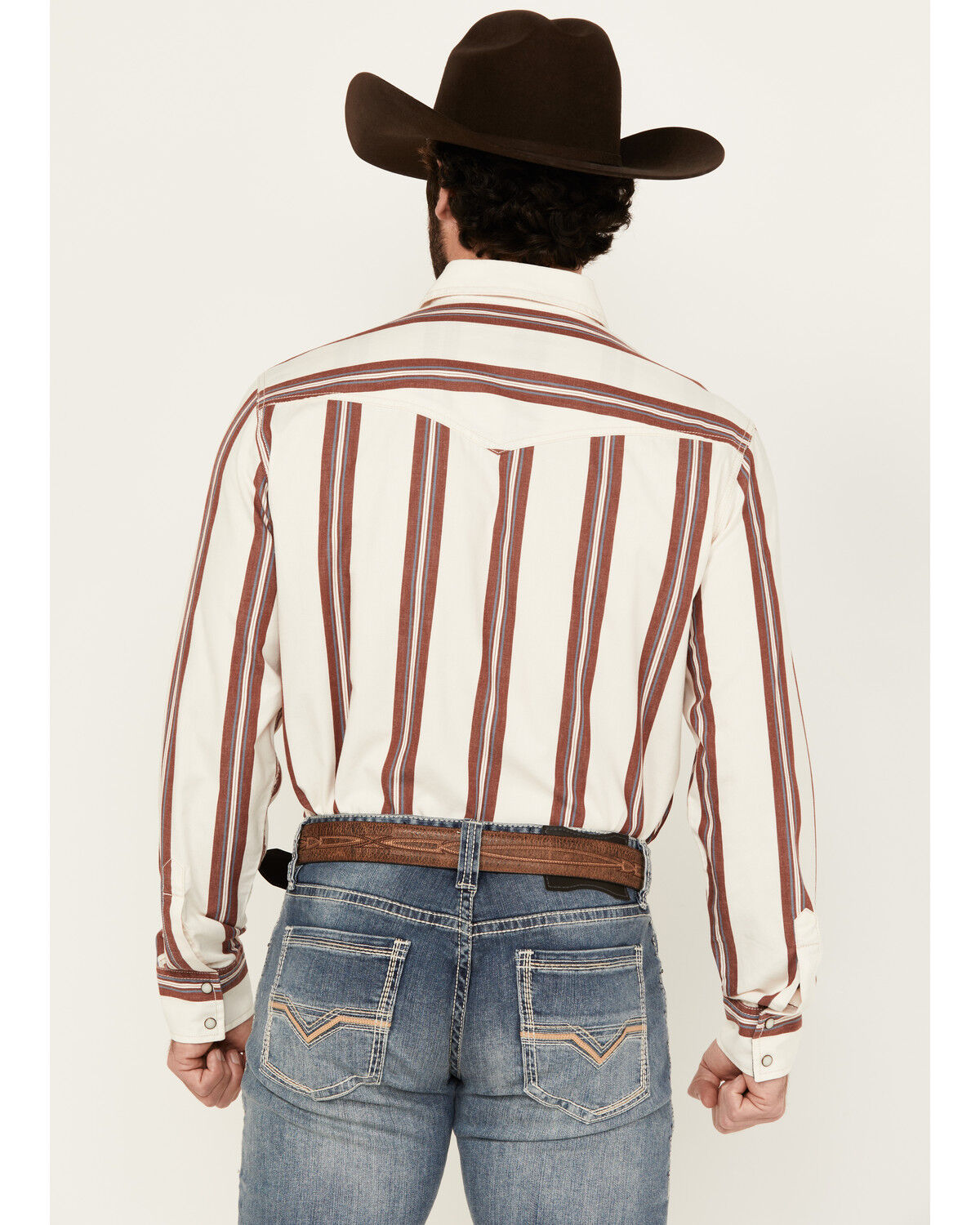 Image #4 - Wrangler Retro Men's Striped Long Sleeve Snap Western Shirt - Tall, White, hi-res