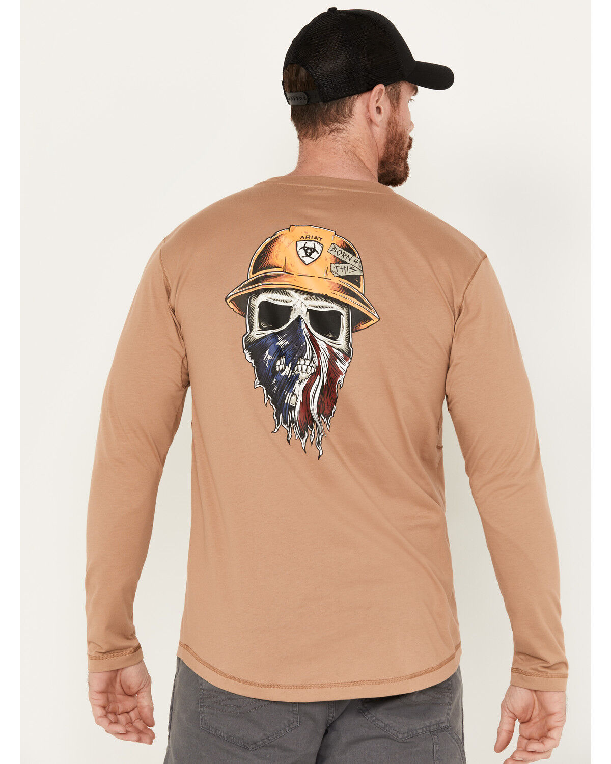 Image #3 - Ariat Men's Rebar Workman Long Sleeve Graphic Work Shirt, Beige, hi-res