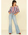 Image #3 - Rock & Roll Denim Women's Americana Stripe Off Shoulder Crop Top, Red/white/blue, hi-res