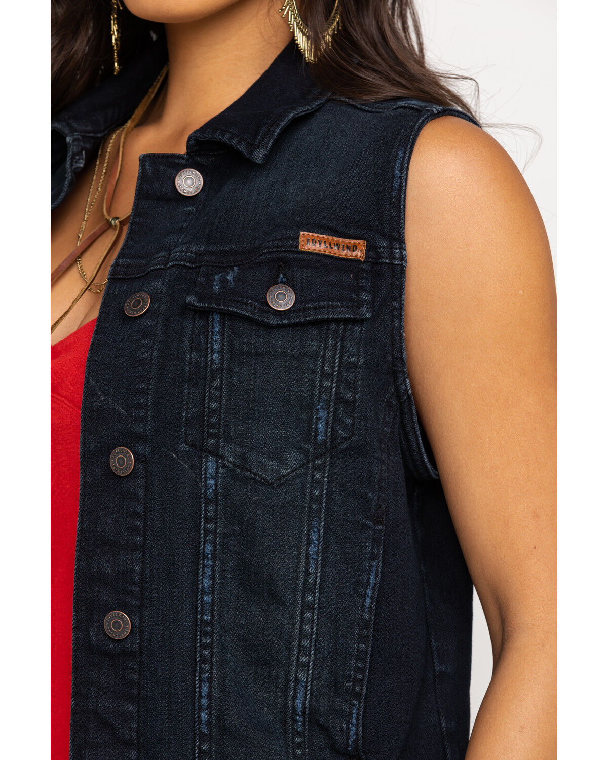 black jean vest women