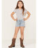 Image #1 - Rock & Roll Denim Girls' Light Wash Bandana Print Shorts, Blue, hi-res