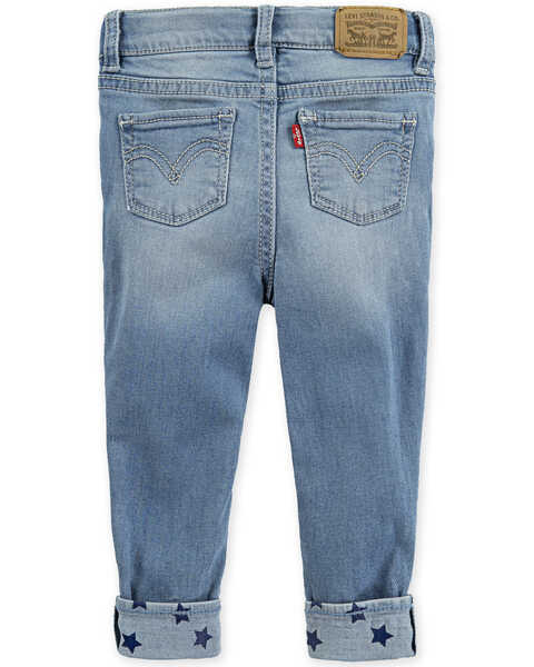 Image #2 - Levi's Infant Girls' 710 Light Wash Star Cuff Skinny Jeans, Blue, hi-res