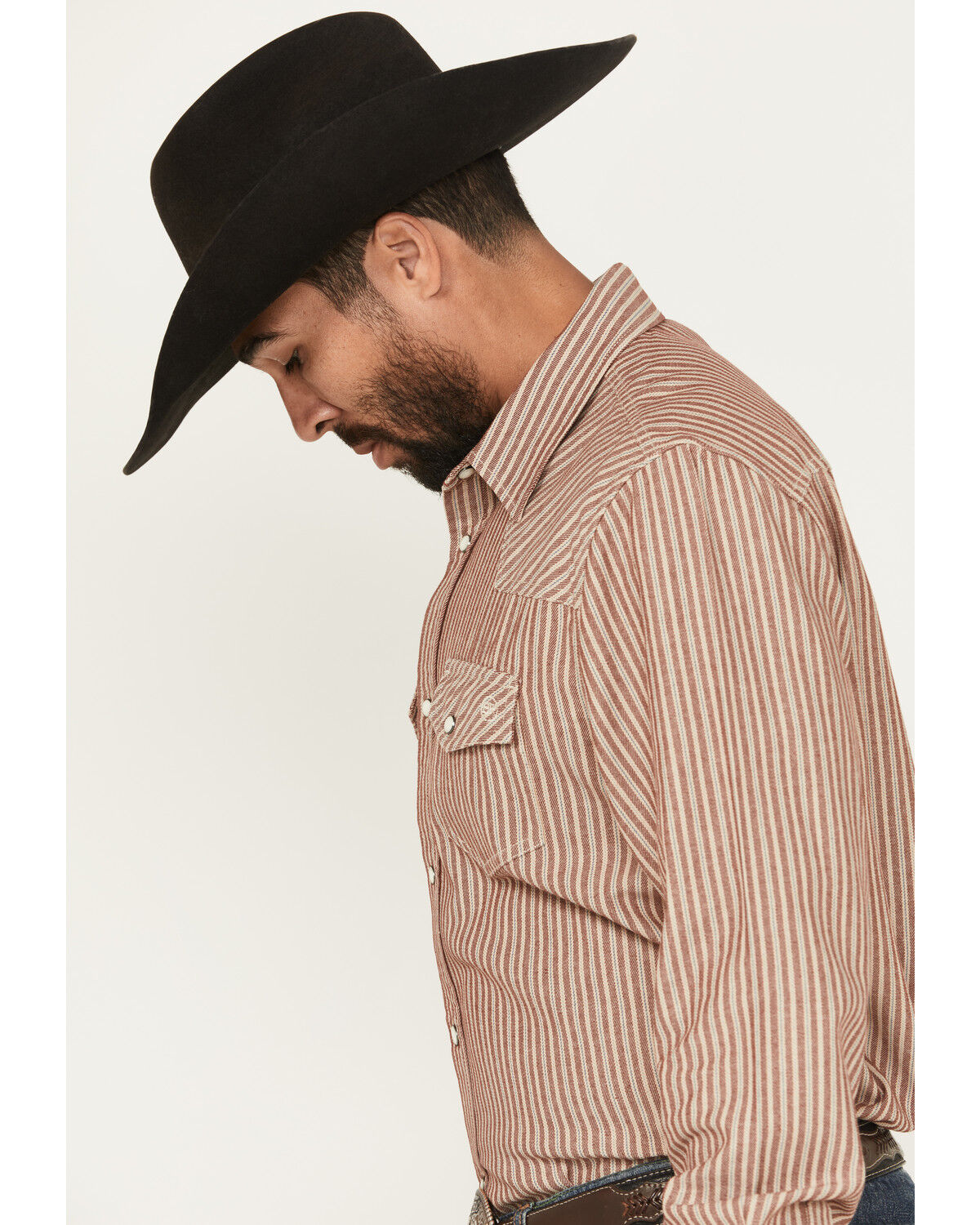 Image #2 - Blue Ranchwear Men's Desert Rose Striped Long Sleeve Snap Western Shirt, Rose, hi-res