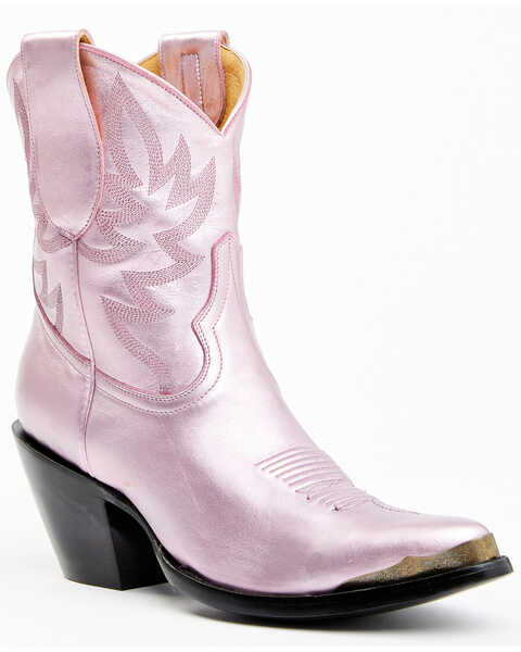 Image #1 - Idyllwind Women's Tickled Pink Metallic Leather Fashion Western Booties - Medium Toe , Pink, hi-res