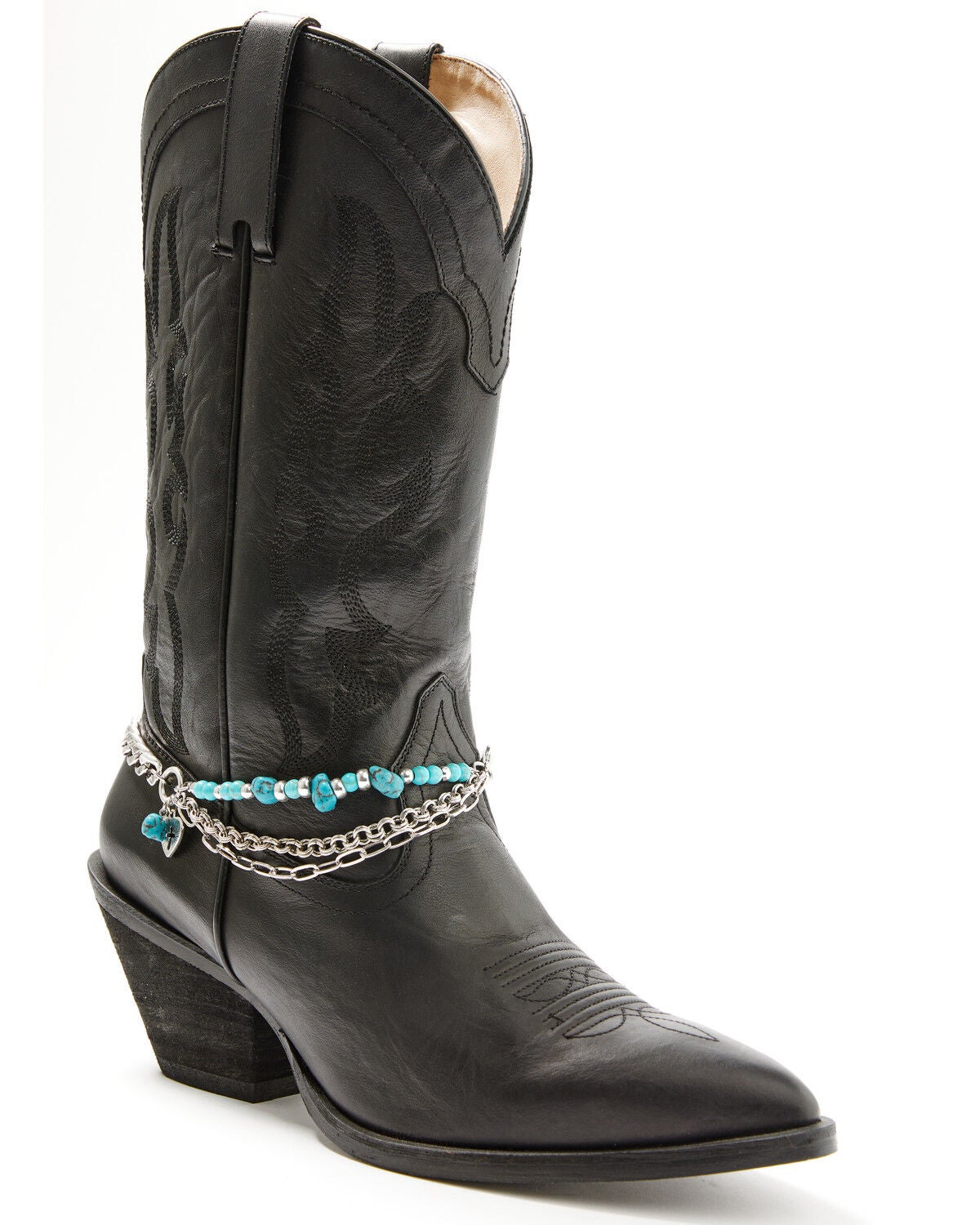 Shyanne Women's Turquoise Stone Chain Boot Charm, Silver, hi-res