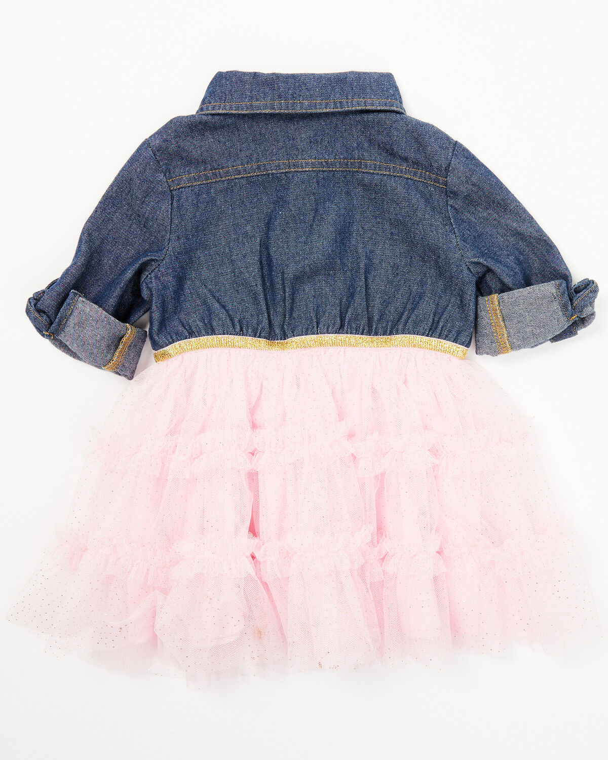 Image #3 - Sugar California Infant Girls' Denim Quarter Sleeve Sparkle Dress, Pink, hi-res