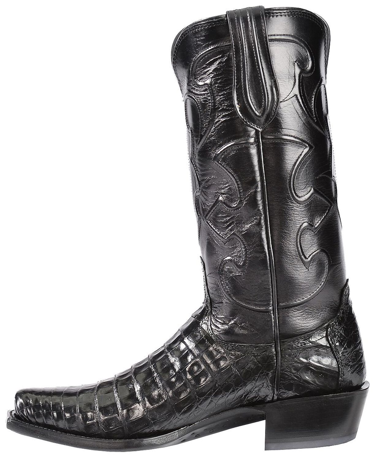 Image #4 - Lucchese 1883 Charles Croc Belly Western Boots - Square Toe, Black, hi-res