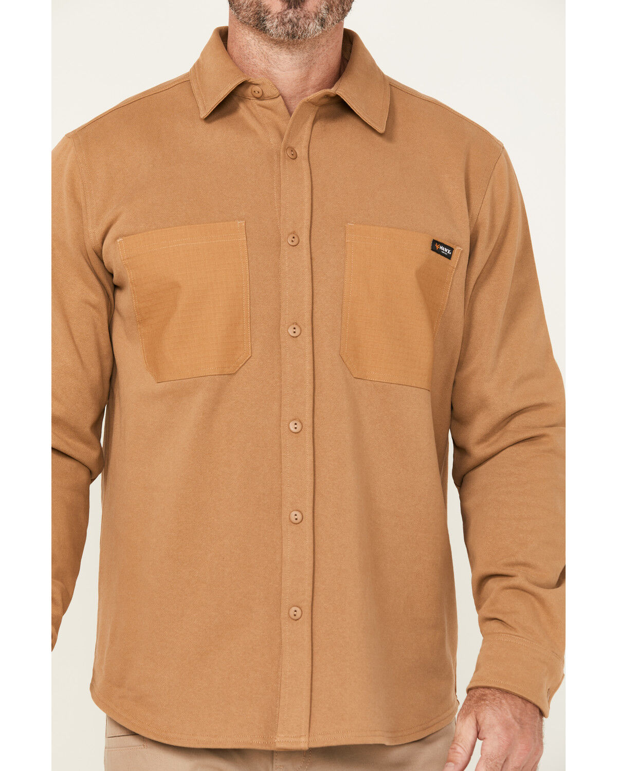 Image #3 - Hawx Men's Benjamin CPO Long Sleeve Snap Work Jacket, Tan, hi-res