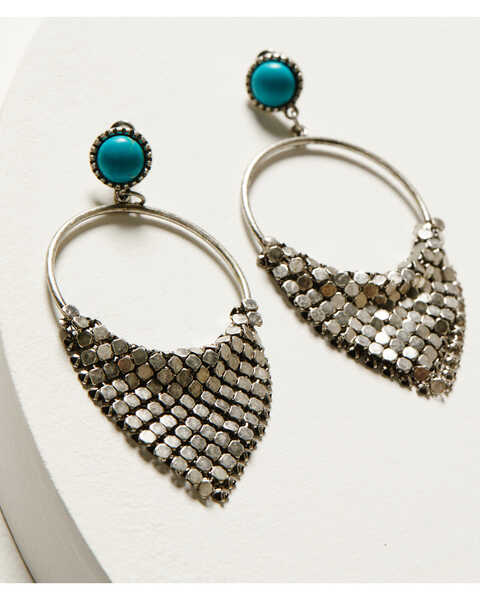 Image #1 - Shyanne Women's Moonbeam Triangle Chain Earrings, Turquoise, hi-res