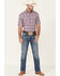 Image #2 - Rough Stock By Panhandle Men's Red Ombre Plaid Short Sleeve Snap Western Shirt , Red, hi-res