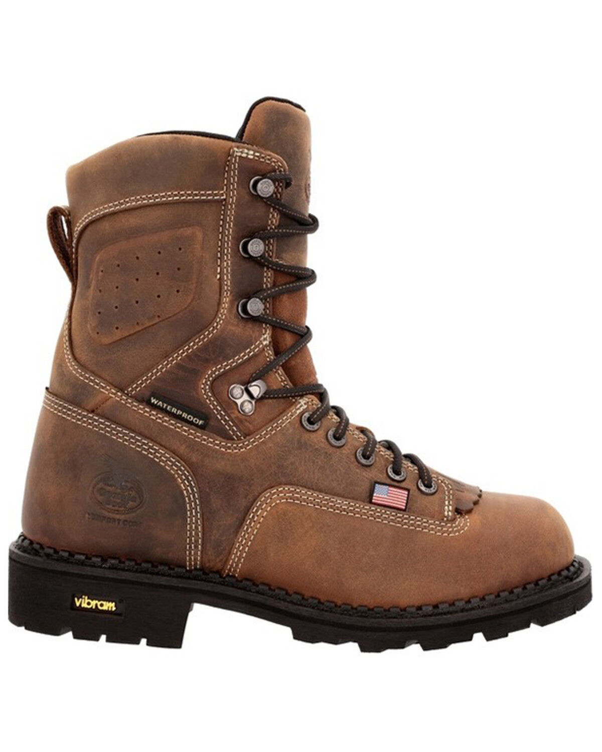 Image #2 - Georgia Boot Men's USA Logger Waterproof Work Boots - Soft Toe, Distressed Brown, hi-res