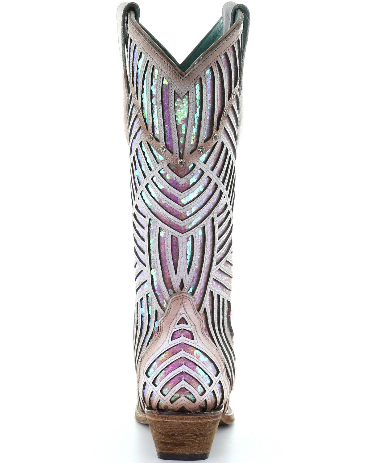 Image #4 - Corral Women's White Bright Inlay Western Boots - Snip Toe, , hi-res