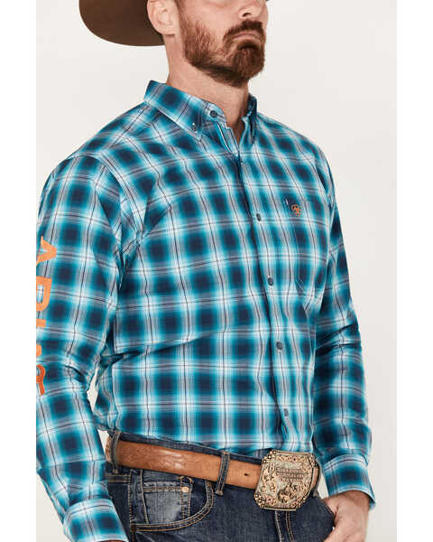 Image #3 - Ariat Men's Pro Series Team Sean Fitted Western Shirt, Teal, hi-res