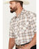 Image #2 - Rough Stock by Panhandle Men's Ombre Plaid Print Short Sleeve Pearl Snap Western Shirt, Brown, hi-res