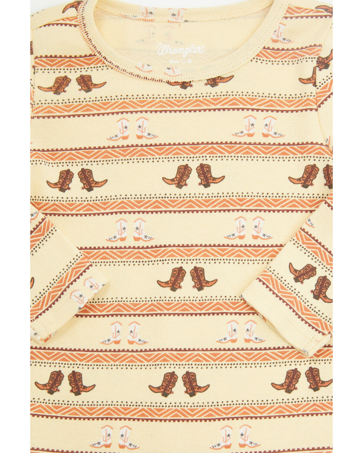 Image #2 - Wrangler Infant Boys' Cowboy Boot Long Sleeve Snap Onesie, Tan, hi-res