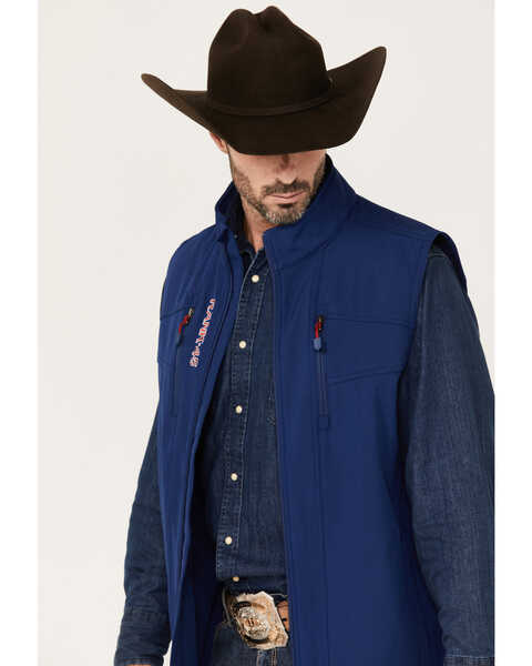 Image #2 - RANK 45® Men's Ralington Embroidered Softshell Vest, Dark Blue, hi-res