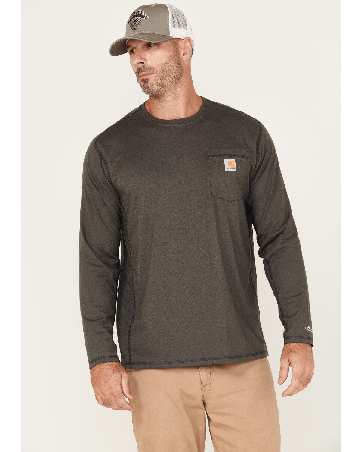 Carhartt Men's Force Relaxed Fit Midweight Long Sleeve Pocket T-Shirt, Black, hi-res